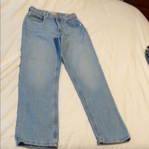 Everlane jeans have a spot of paint on one side